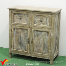 Leaves Printing 4 Drawers Wooden Storage Cabinets